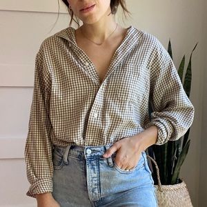 Neutral cream tan plaid flannel